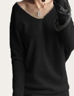autumn winter cashmere sweaters women fashion sexy v-neck sweater loose 100% wool sweater batwing sleeve plus size pullover - CelebritystyleFashion.com.au online clothing shop australia