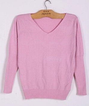 autumn winter cashmere sweaters women fashion sexy v-neck sweater loose 100% wool sweater batwing sleeve plus size pullover - CelebritystyleFashion.com.au online clothing shop australia