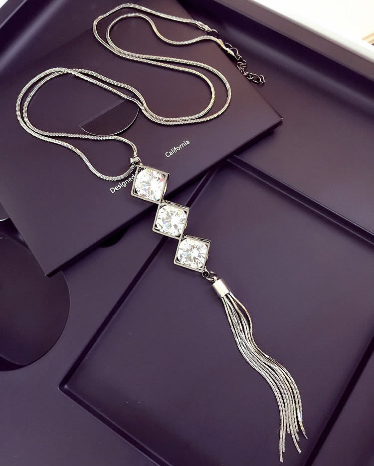 Women Pendant Necklaces The Big Drop Long Paragraph Sweater Chain All-match Decorative Crystal Necklace Pendant - CelebritystyleFashion.com.au online clothing shop australia