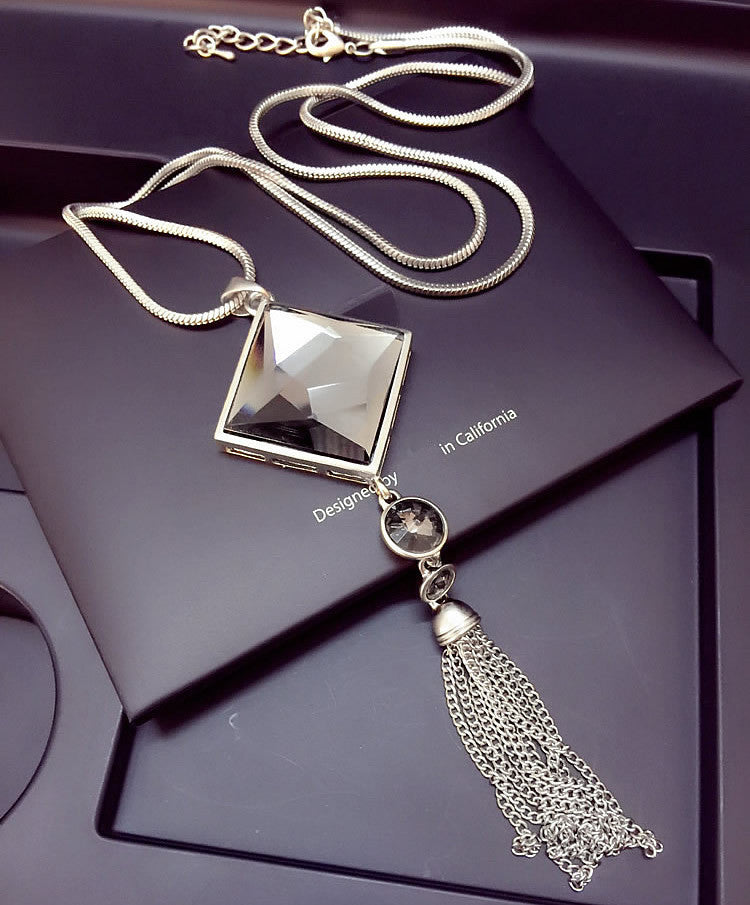 Women Pendant Necklaces The Big Drop Long Paragraph Sweater Chain All-match Decorative Crystal Necklace Pendant - CelebritystyleFashion.com.au online clothing shop australia