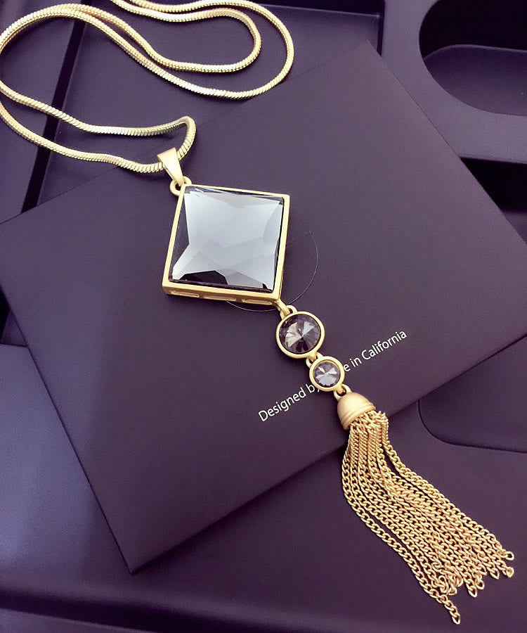 Women Pendant Necklaces The Big Drop Long Paragraph Sweater Chain All-match Decorative Crystal Necklace Pendant - CelebritystyleFashion.com.au online clothing shop australia