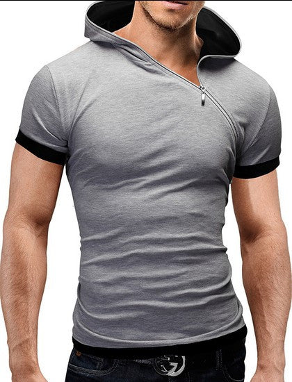 New Men's Tops Tees Summer Cotton O Neck Short Sleeve T Shirt Men Fashion Solid Hooded Slim T Shirts Mens - CelebritystyleFashion.com.au online clothing shop australia