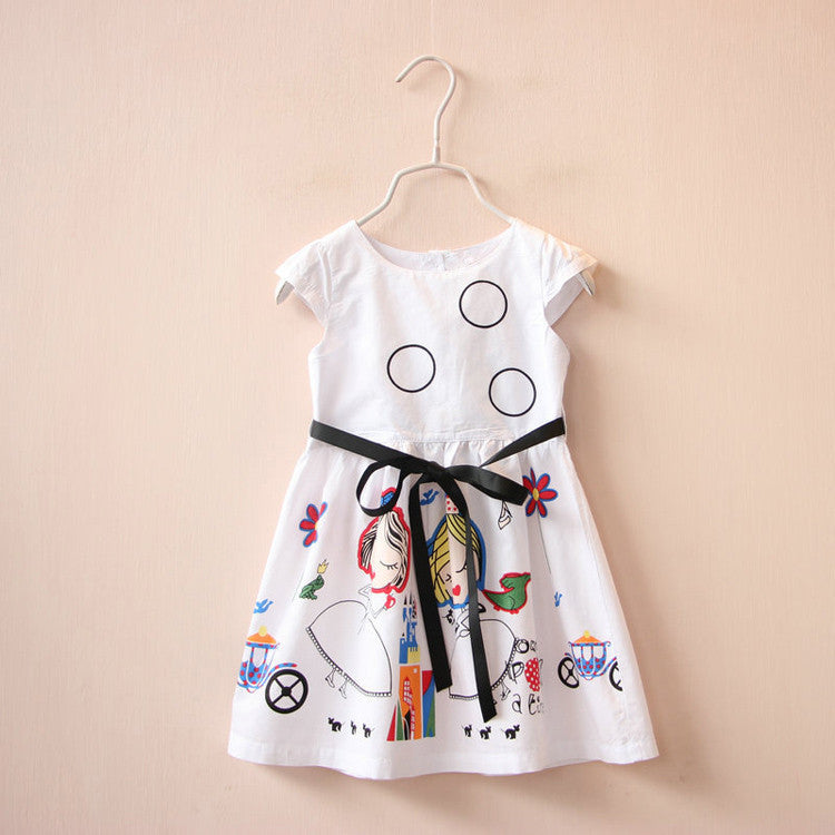 Girls Summer Dress Kids Clothes Brand Baby Girl Dress with Sashes Robe Fille Character Princess Dress Children Clothing - CelebritystyleFashion.com.au online clothing shop australia