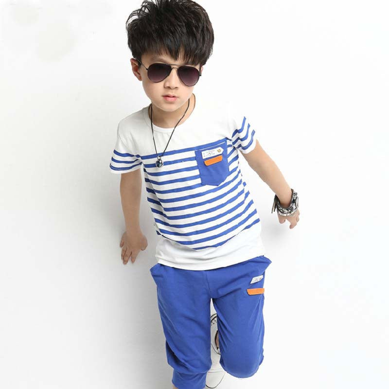 kids sets chidren summer sport stripe suits boy spring cotton suit baby child short shirt short pants 2pcs sets YF-130 - CelebritystyleFashion.com.au online clothing shop australia