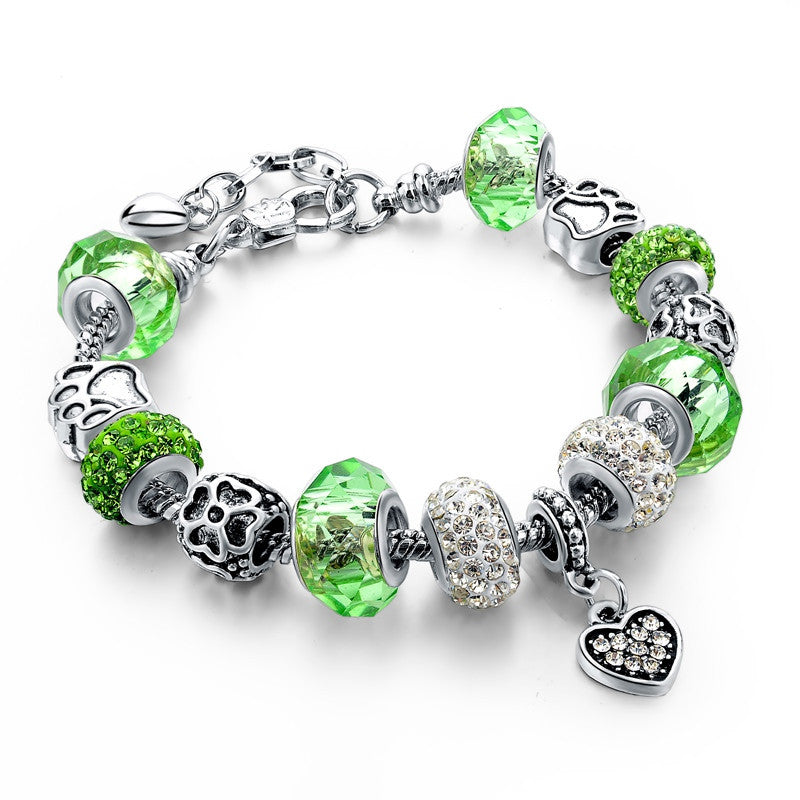 925 Silver Crystal Charm Bracelets for Women With Purple Murano Glass Beads bracelets & bangles Love DIY Jewelry Bracelet Femme - CelebritystyleFashion.com.au online clothing shop australia