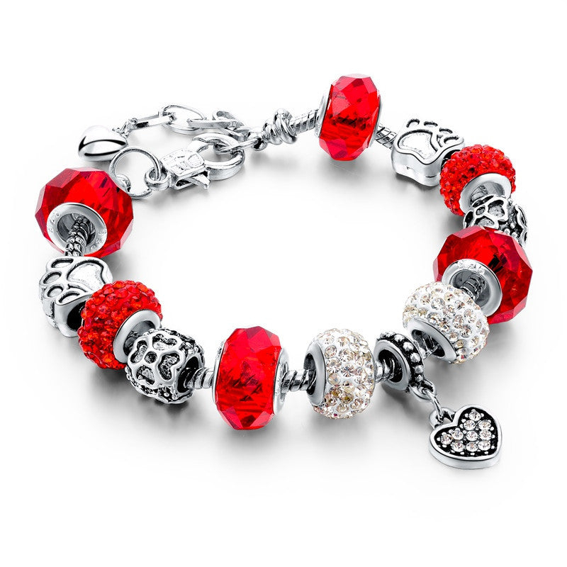 925 Silver Crystal Charm Bracelets for Women With Purple Murano Glass Beads bracelets & bangles Love DIY Jewelry Bracelet Femme - CelebritystyleFashion.com.au online clothing shop australia