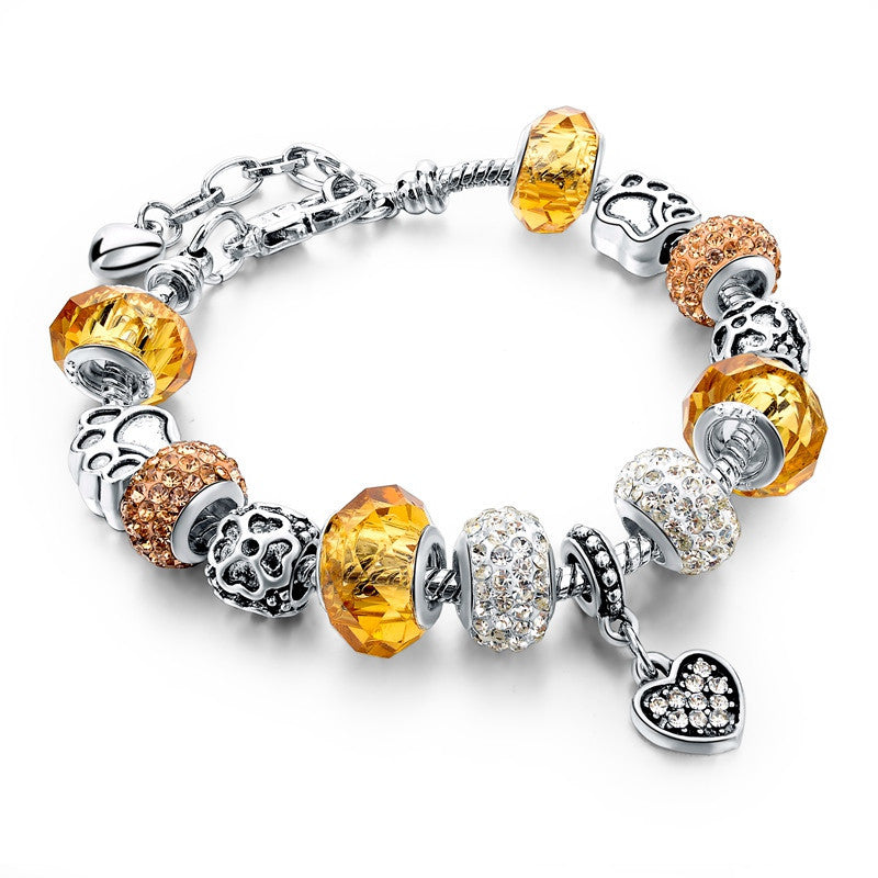 925 Silver Crystal Charm Bracelets for Women With Purple Murano Glass Beads bracelets & bangles Love DIY Jewelry Bracelet Femme - CelebritystyleFashion.com.au online clothing shop australia