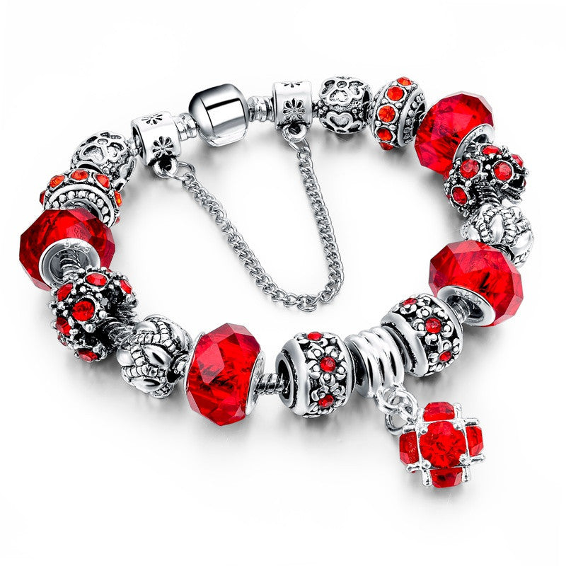 925 Silver Crystal Charm Bracelets for Women With Purple Murano Glass Beads bracelets & bangles Love DIY Jewelry Bracelet Femme - CelebritystyleFashion.com.au online clothing shop australia