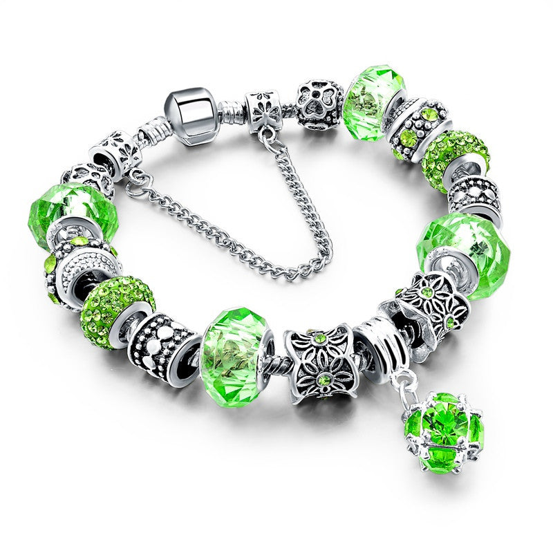 925 Silver Crystal Charm Bracelets for Women With Purple Murano Glass Beads bracelets & bangles Love DIY Jewelry Bracelet Femme - CelebritystyleFashion.com.au online clothing shop australia