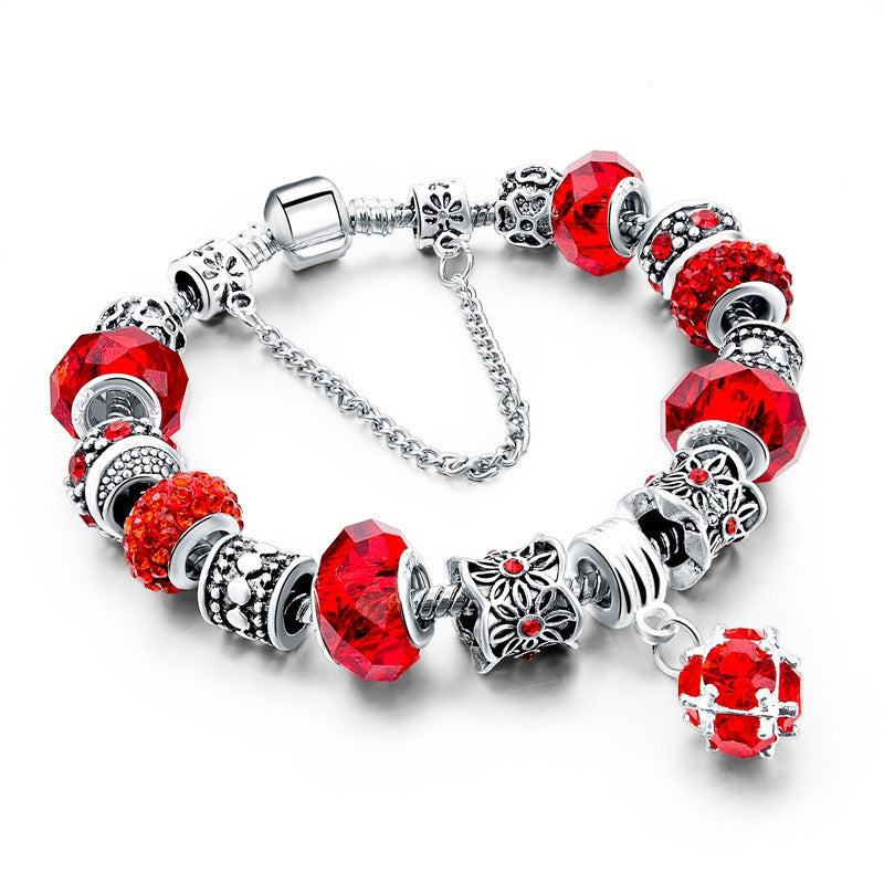 925 Silver Crystal Charm Bracelets for Women With Purple Murano Glass Beads bracelets & bangles Love DIY Jewelry Bracelet Femme - CelebritystyleFashion.com.au online clothing shop australia