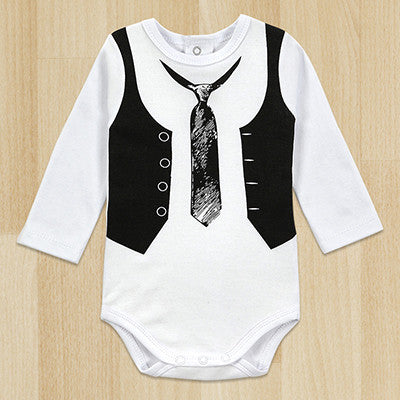 Top Quality Retail One-Pieces Baby Boy Gentleman Romper White Long Sleeve Baby Winter Overalls Next Baby Newborn Clothes Body - CelebritystyleFashion.com.au online clothing shop australia