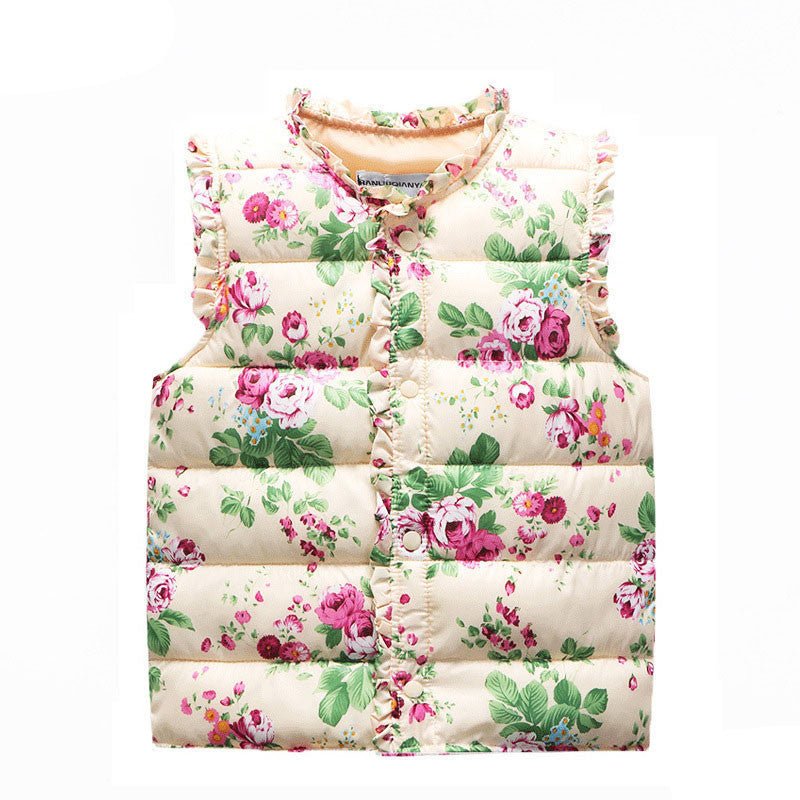 Girls Vests Children's Down Cotton Warm Vest Baby Girls Sweet Floral Waistcoat High Quality Kids Vest Outerwear 2-7 Years - CelebritystyleFashion.com.au online clothing shop australia