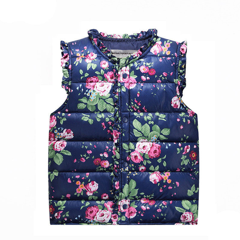 Girls Vests Children's Down Cotton Warm Vest Baby Girls Sweet Floral Waistcoat High Quality Kids Vest Outerwear 2-7 Years - CelebritystyleFashion.com.au online clothing shop australia