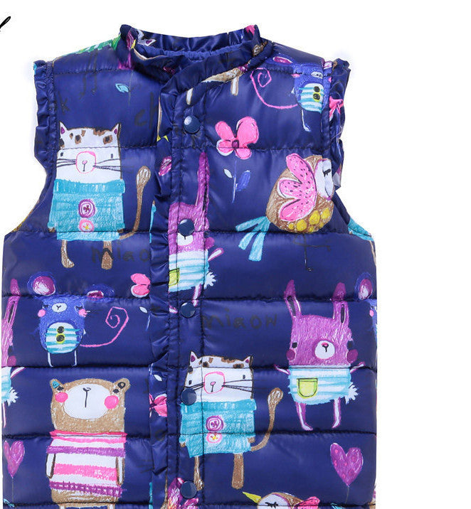 Girls Vests Children's Down Cotton Warm Vest Baby Girls Sweet Floral Waistcoat High Quality Kids Vest Outerwear 2-7 Years - CelebritystyleFashion.com.au online clothing shop australia