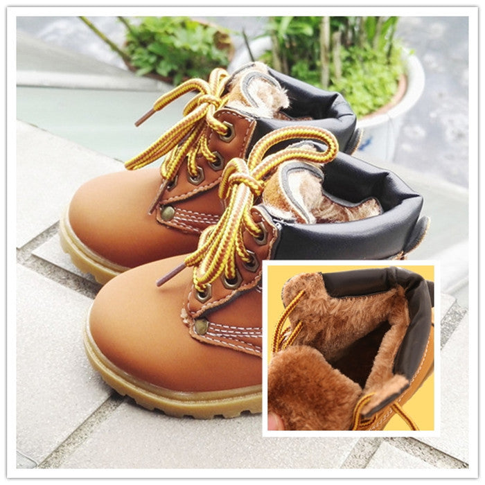 Comfy kids winter Fashion Child Leather Snow Boots For Girls Boys Warm Martin Boots Shoes Casual Plush Child Baby Toddler Shoe - CelebritystyleFashion.com.au online clothing shop australia