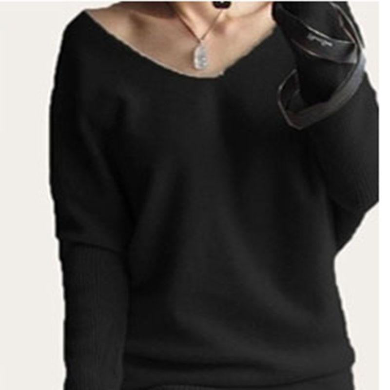 autumn winter 100 cashmere sweater women fashion sexy v-neck sweater loose long sleeve solid 100% wool sweater - CelebritystyleFashion.com.au online clothing shop australia