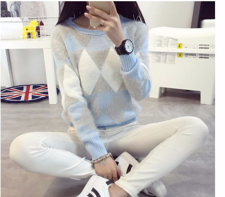 Female Pullovers Winter Sweater Fashion Women Spring Autumn Pullover Long Sleeve Plaid Casual Ladies Sweaters - CelebritystyleFashion.com.au online clothing shop australia