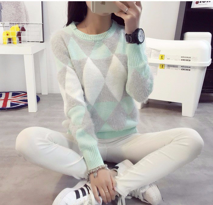 Female Pullovers Winter Sweater Fashion Women Spring Autumn Pullover Long Sleeve Plaid Casual Ladies Sweaters - CelebritystyleFashion.com.au online clothing shop australia