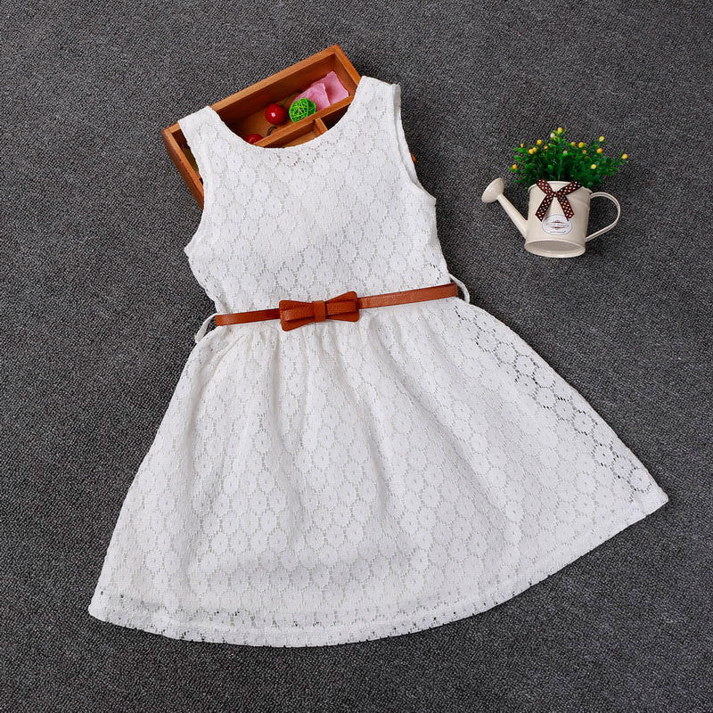 2-8 Years New Gift Summer Lace Vest Girls Dress Baby Girl Cotton Dress Chlidren Clothes Kids Party Clothing For Girls Free Belt - CelebritystyleFashion.com.au online clothing shop australia