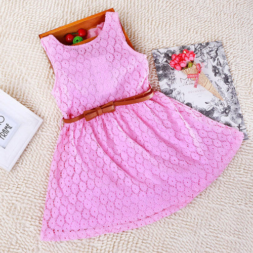 2-8 Years New Gift Summer Lace Vest Girls Dress Baby Girl Cotton Dress Chlidren Clothes Kids Party Clothing For Girls Free Belt - CelebritystyleFashion.com.au online clothing shop australia