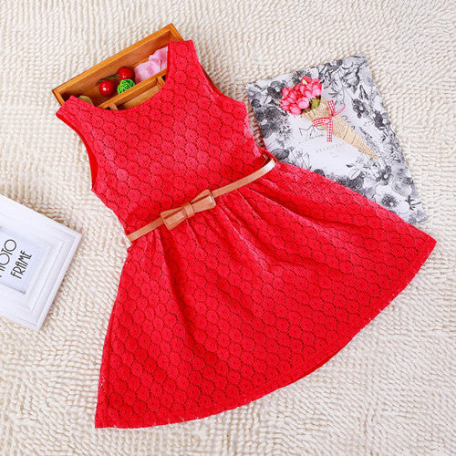 2-8 Years New Gift Summer Lace Vest Girls Dress Baby Girl Cotton Dress Chlidren Clothes Kids Party Clothing For Girls Free Belt - CelebritystyleFashion.com.au online clothing shop australia