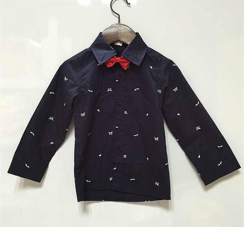 Children Clothing Brand Fashion Full Printed Bow Tie Kids Clothes Gentleman Boys Shirts for 2-10 Years - CelebritystyleFashion.com.au online clothing shop australia