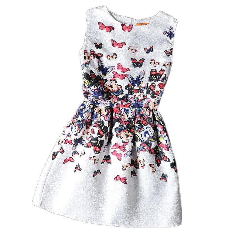 Flower Girls Dresses Summer Floral Print Sleeveless Kids Dresses for Girls Clothes Party Princess Dress Children 6-12Y - CelebritystyleFashion.com.au online clothing shop australia