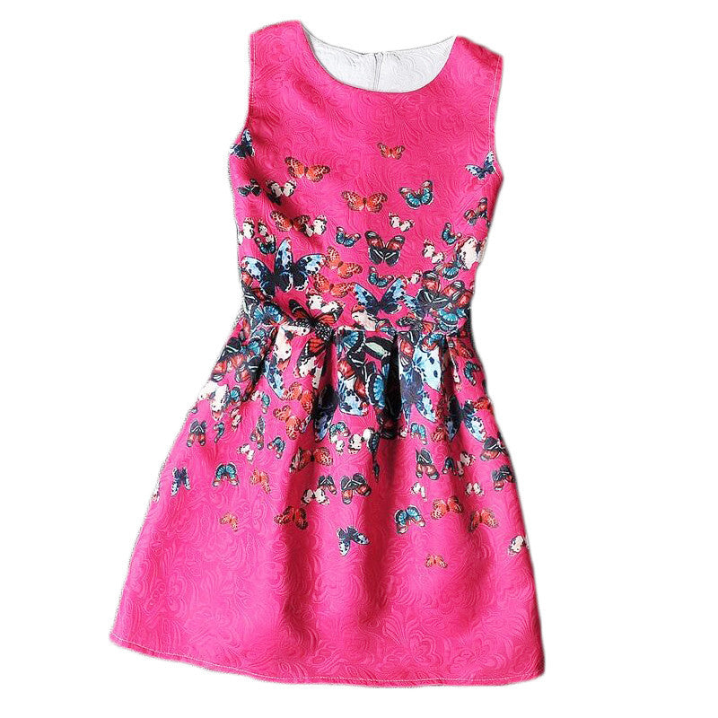 Flower Girls Dresses Summer Floral Print Sleeveless Kids Dresses for Girls Clothes Party Princess Dress Children 6-12Y - CelebritystyleFashion.com.au online clothing shop australia