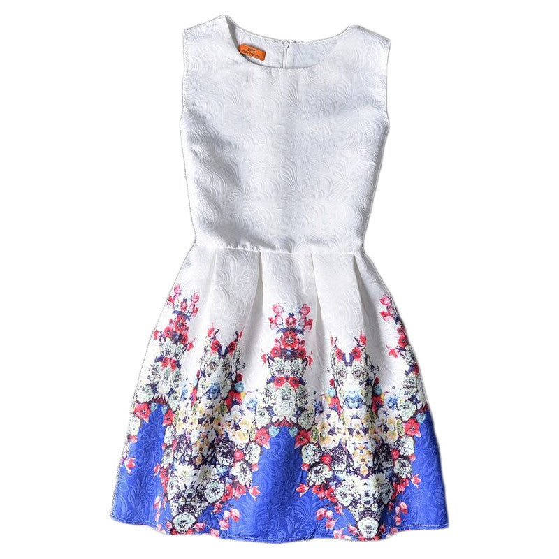 Flower Girls Dresses Summer Floral Print Sleeveless Kids Dresses for Girls Clothes Party Princess Dress Children 6-12Y - CelebritystyleFashion.com.au online clothing shop australia