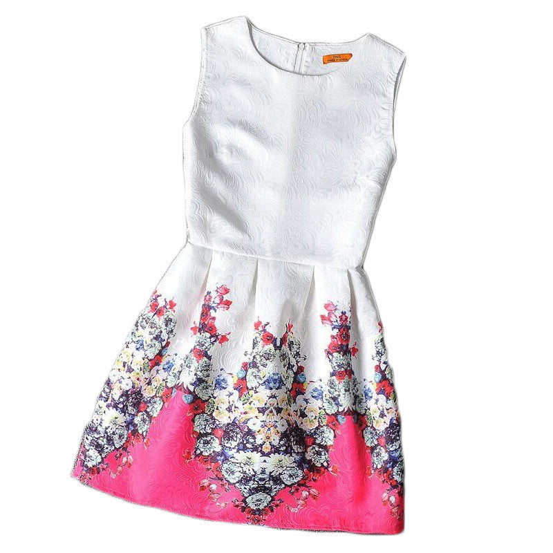 Flower Girls Dresses Summer Floral Print Sleeveless Kids Dresses for Girls Clothes Party Princess Dress Children 6-12Y - CelebritystyleFashion.com.au online clothing shop australia