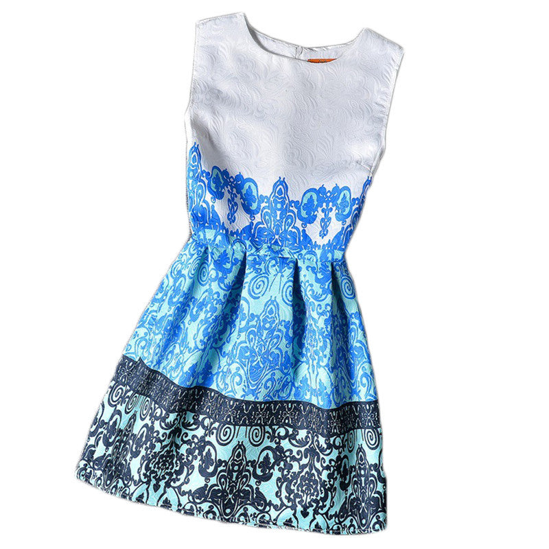 Flower Girls Dresses Summer Floral Print Sleeveless Kids Dresses for Girls Clothes Party Princess Dress Children 6-12Y - CelebritystyleFashion.com.au online clothing shop australia