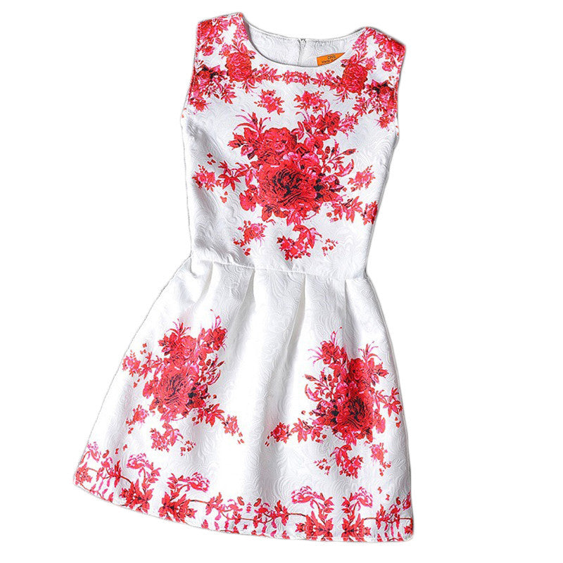 Flower Girls Dresses Summer Floral Print Sleeveless Kids Dresses for Girls Clothes Party Princess Dress Children 6-12Y - CelebritystyleFashion.com.au online clothing shop australia