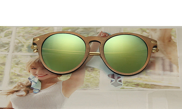 RFOLVE Newly Round Women Sun glasses Fashion Brand Design Imitation Wood Frame Sun glasses Oculos de Sol Masculino UV400 - CelebritystyleFashion.com.au online clothing shop australia