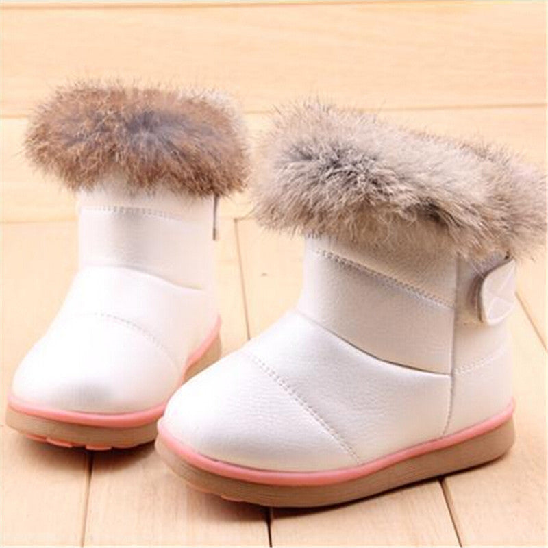 EU21-30 Winter Warm Wool Cloth With Soft Nap Of Rabbit Hair Fur Rubber Soles Children Snow Boots Kids Shoes For Girls Boots - CelebritystyleFashion.com.au online clothing shop australia