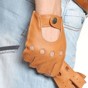 Fashion Men Deerskin Gloves Wrist Half Finger Driving Glove Solid Adult Fingerless Mittens Real Genuine Leather Limited - CelebritystyleFashion.com.au online clothing shop australia