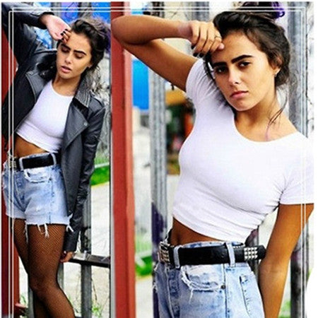 Short Sleeves Tops Sexy Women Basic Tees Cropped Tops Fashion Slim Brand Fitting Tank Tops Corset Clubwear - CelebritystyleFashion.com.au online clothing shop australia