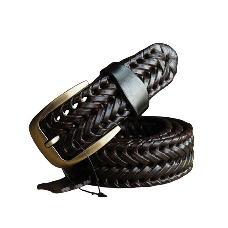 New Belt Man Fashion Mens belts luxury genuine leather Brown braided Cow skin straps men Jeans Wide girdle Male 3 colors - CelebritystyleFashion.com.au online clothing shop australia