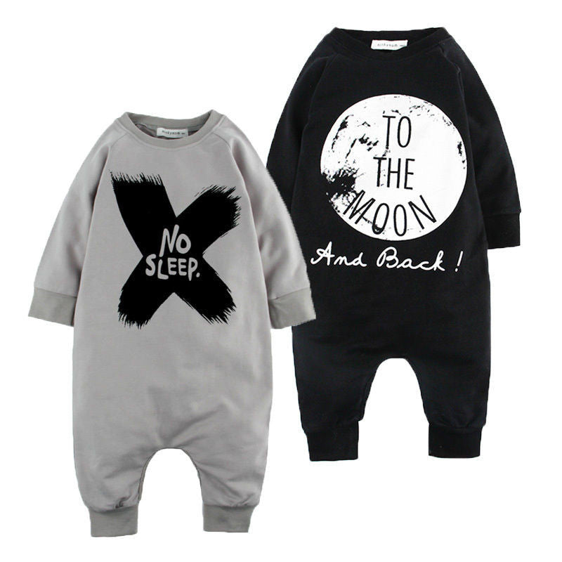 Cotton Baby Girls Boys long sleeve Romper Jumpsuit One-pieces No Sleep to the Moon Outfits - CelebritystyleFashion.com.au online clothing shop australia