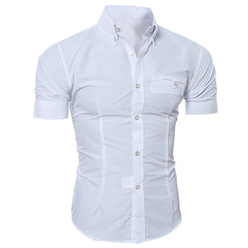 Men's Business Lapel Button Down Short Sleeve Top Blouse Casual Solid Shirt - CelebritystyleFashion.com.au online clothing shop australia