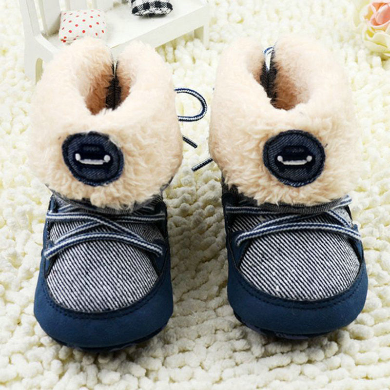Newborn Baby Boy Prewalker Soft Snow Boots Faux Fur Lace Boots Snow Crib Shoe 0-18M S01 - CelebritystyleFashion.com.au online clothing shop australia