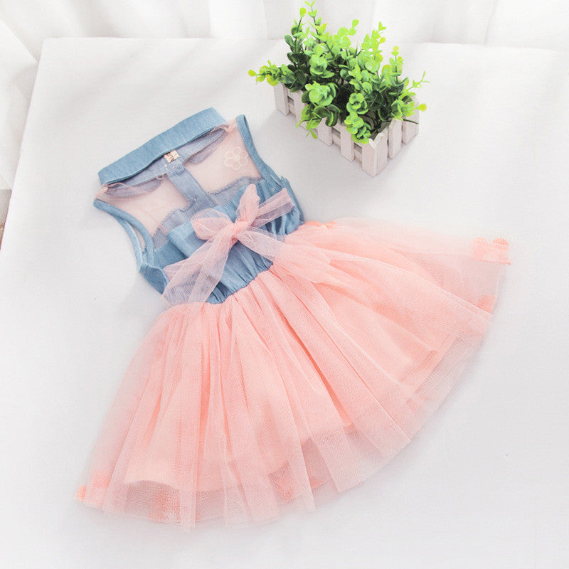 New Princess Baby Girls Kids Denim Sleeveless Tops Tulle Tutu Mini Dress 1-4Y - CelebritystyleFashion.com.au online clothing shop australia