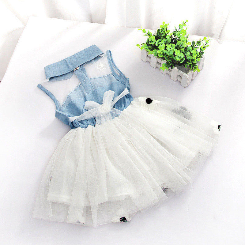 New Princess Baby Girls Kids Denim Sleeveless Tops Tulle Tutu Mini Dress 1-4Y - CelebritystyleFashion.com.au online clothing shop australia