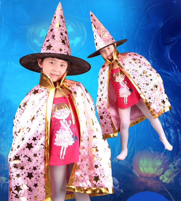 Ginger Ray Halloween Zauberer-Kostüm Set Für Mädchen – Umhang, Hut & Zauberstab, Schwarz-gold