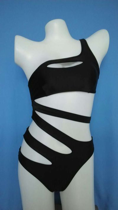 Sexy One Piece Swimsuit Bandage For Women Solid White and Blue One shoulder Cut Out Monokini Swimwear Bathing Suit bodysuit - CelebritystyleFashion.com.au online clothing shop australia