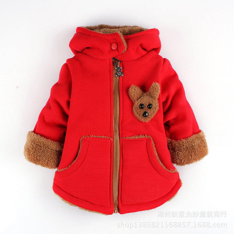 Cartoon Bear Children Winter Outwear Boys and Girls Thick Cotton Hoodies Infant Baby Cashmere Zip Sweater 1-2-3--4-5-6 Years Old - CelebritystyleFashion.com.au online clothing shop australia