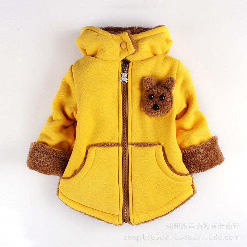 Cartoon Bear Children Winter Outwear Boys and Girls Thick Cotton Hoodies Infant Baby Cashmere Zip Sweater 1-2-3--4-5-6 Years Old - CelebritystyleFashion.com.au online clothing shop australia