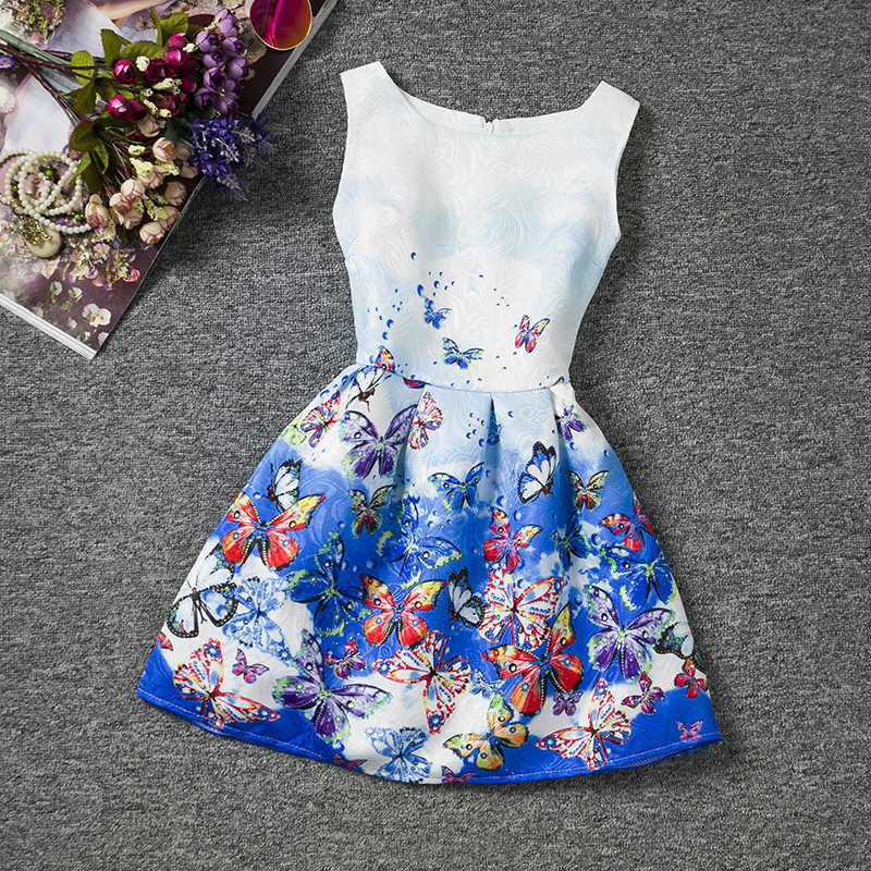 Girl Dress Summer Style Sleeveless Printed Kid Dresses Girls Clothes Party Princess Vestidos Nina 6 7 8 year birthday Dress - CelebritystyleFashion.com.au online clothing shop australia