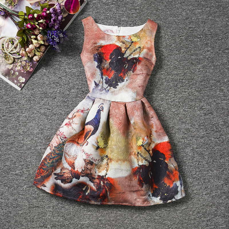 Girl Dress Summer Style Sleeveless Printed Kid Dresses Girls Clothes Party Princess Vestidos Nina 6 7 8 year birthday Dress - CelebritystyleFashion.com.au online clothing shop australia