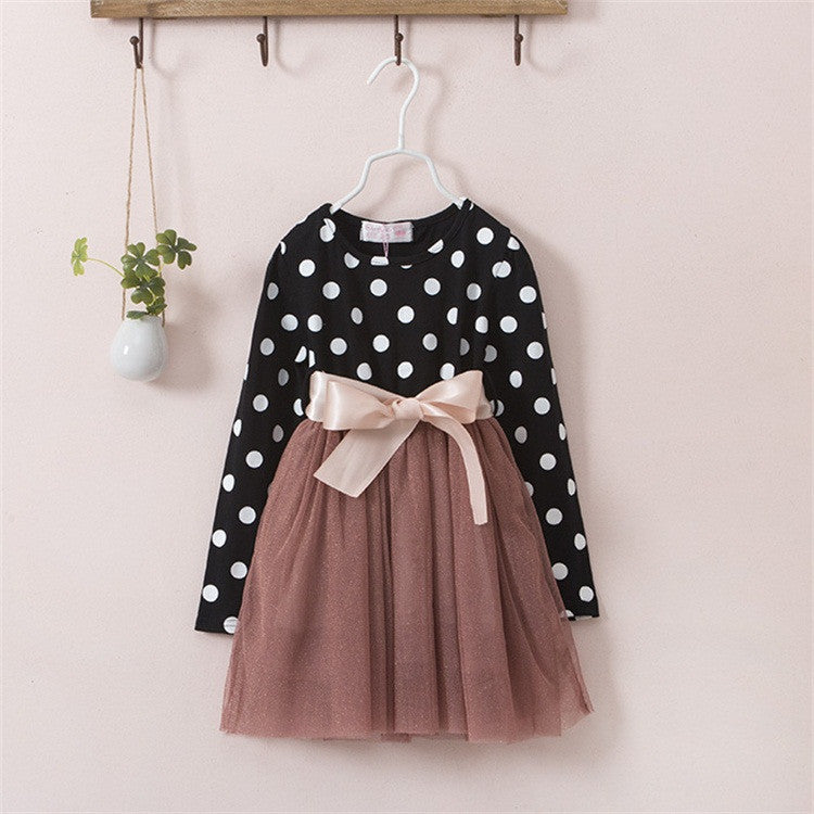 Autumn Winter 3-8 Years Baby Girls Clothing Kids Dresses For Girl Clothes Party Long Sleeve Polka Dot Princess Dress - CelebritystyleFashion.com.au online clothing shop australia