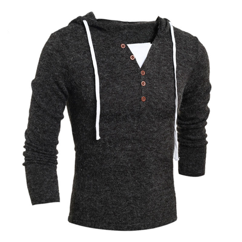 V-Neck Sweaters Stylish Knitted Long Sleeve Hooded Sweater Men Sweater Male Sweaters Pullover-Size XXL - CelebritystyleFashion.com.au online clothing shop australia